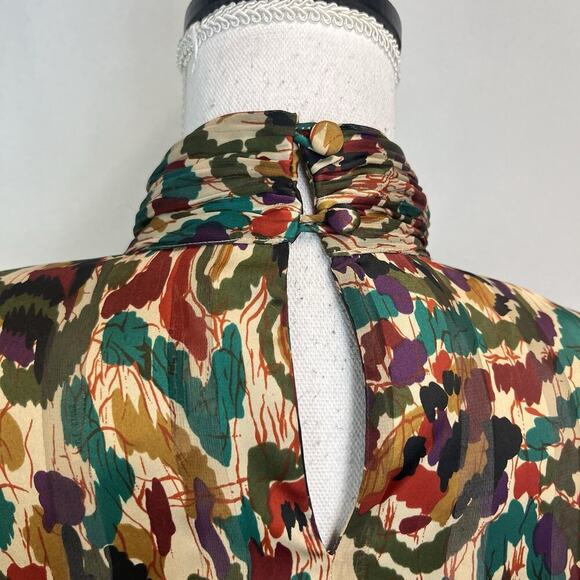 Vintage Notations Blouse sz 10 Orange Green Purple Career Shoulder Pads 90's Y2K - Picture 10 of 12